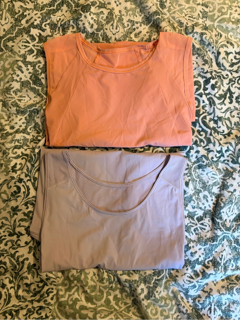 Lululemon Mesh-back Workout Tanks - Coral Orange and Dusty Lavender